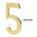 Número 5 de latón sólido 4", latón brillante, HERMEX