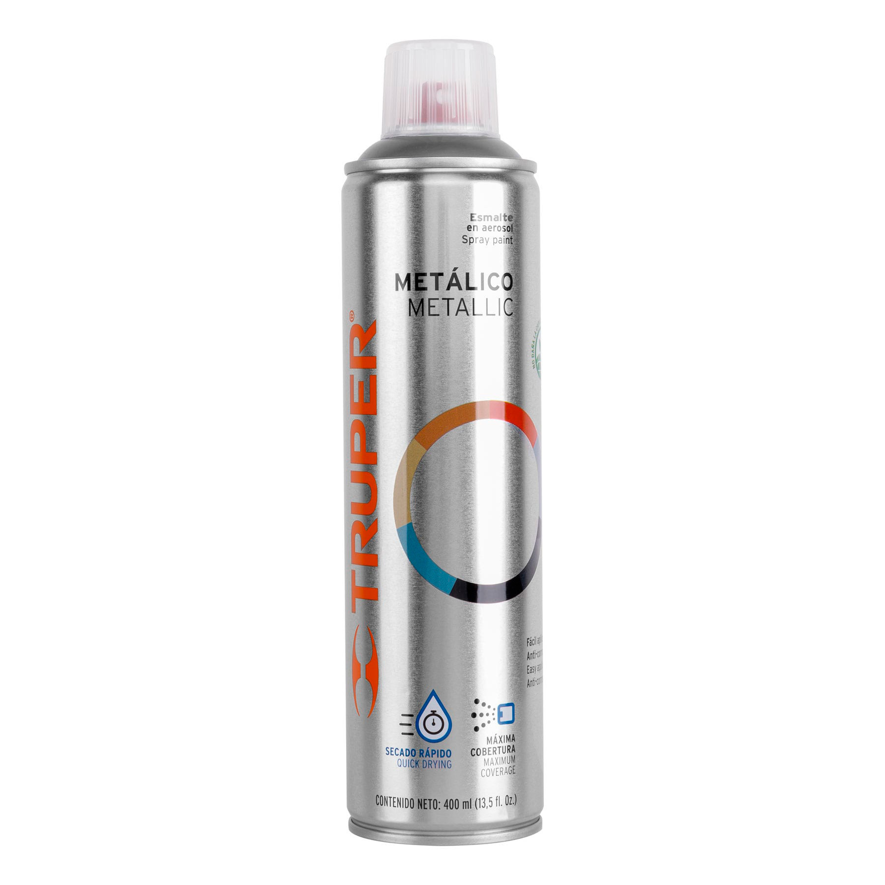 Pintura en aerosol, plata metálico, bote esbelto, 400 ml