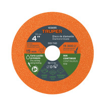 Disco de diamante 4", corte de vidrio, TRUPER
