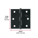 Bisagra cuadrada 2-1/2", negro mate, cabeza plana, BASIC
