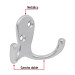 Gancho doble tipo perchero, 7 cm, cromo mate, HERMEX