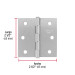 Bisagra cuadrada 2-1/2", satinado, cabeza plana, BASIC