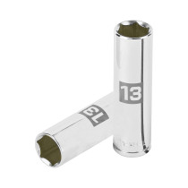 Dado largo de 13 mm, 6 puntas, cuadro 3/8", TRUPER