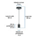 Socket colgante metálico, negro, VOLTECK