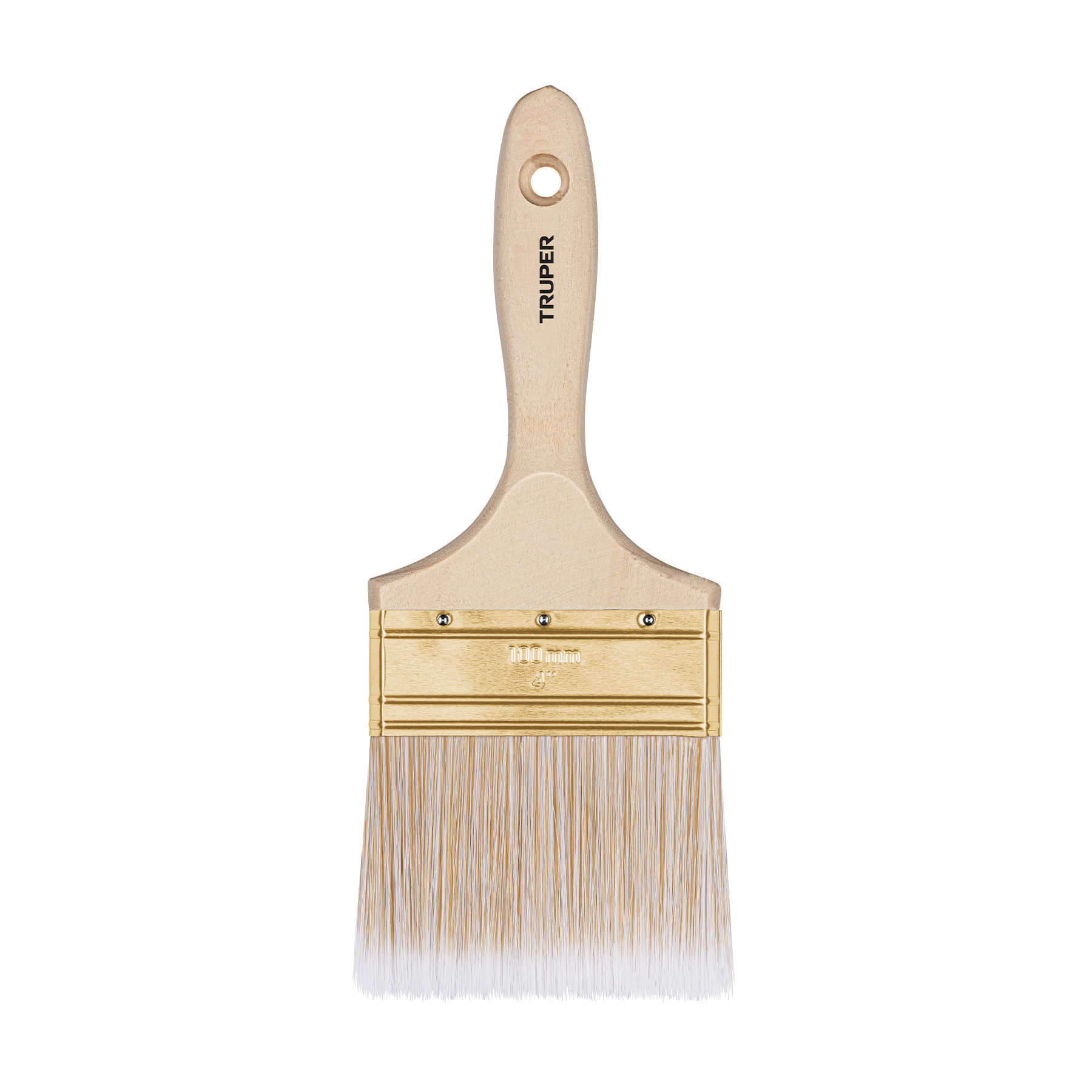 Brocha cerdas sintéticas 4" corte recto, mango de madera