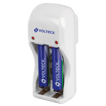 Cargador de pilas, AA, AAA y 9V incluye 2 pilas AAA, VOLTECK