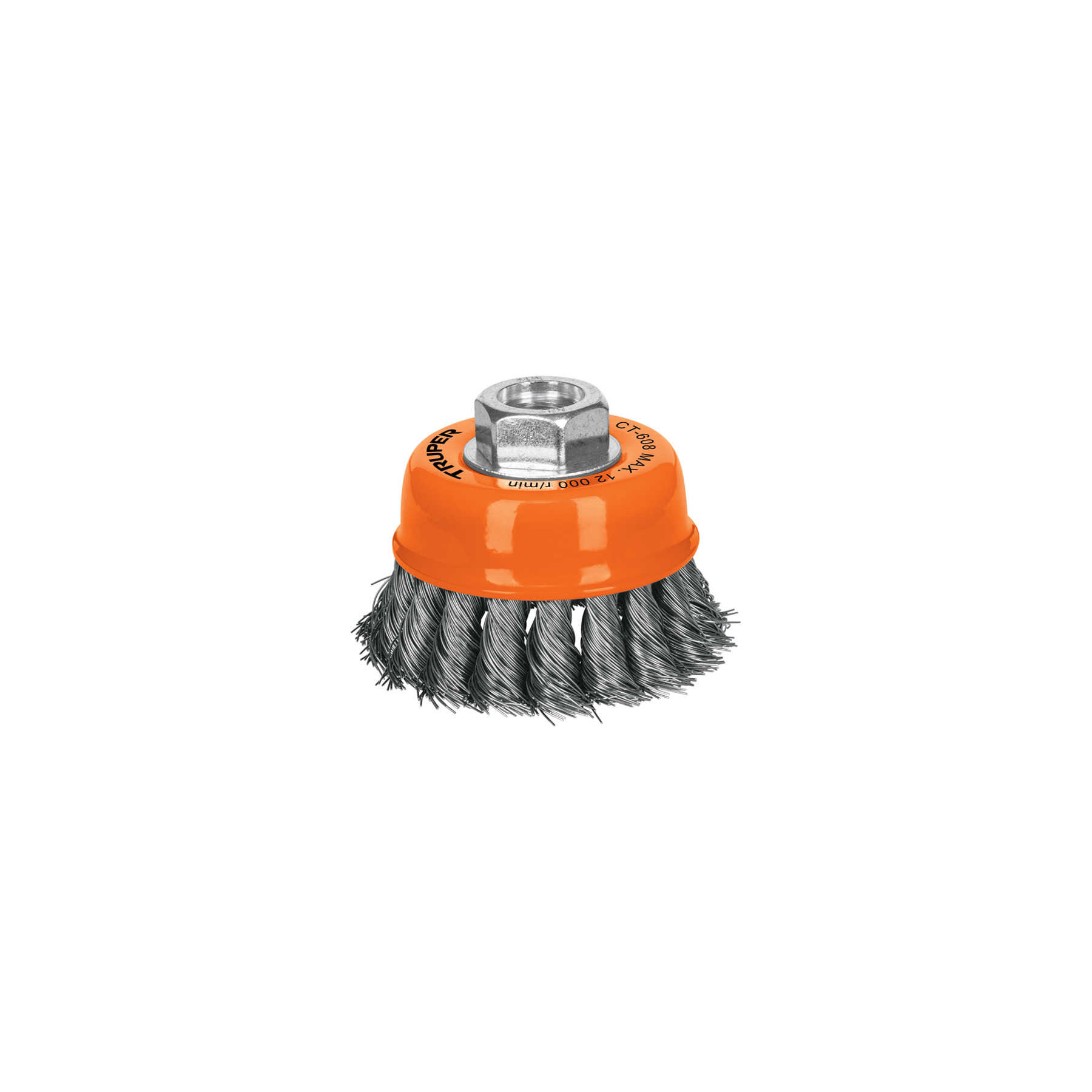 Carda copa 3" alambre trenzado fino, eje 5/8"-11, TRUPER