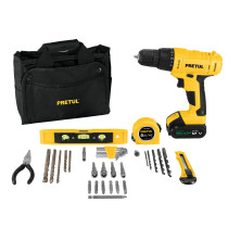 Kit taladro inalámbrico 3/8", 12 V, y accesorios en maleta