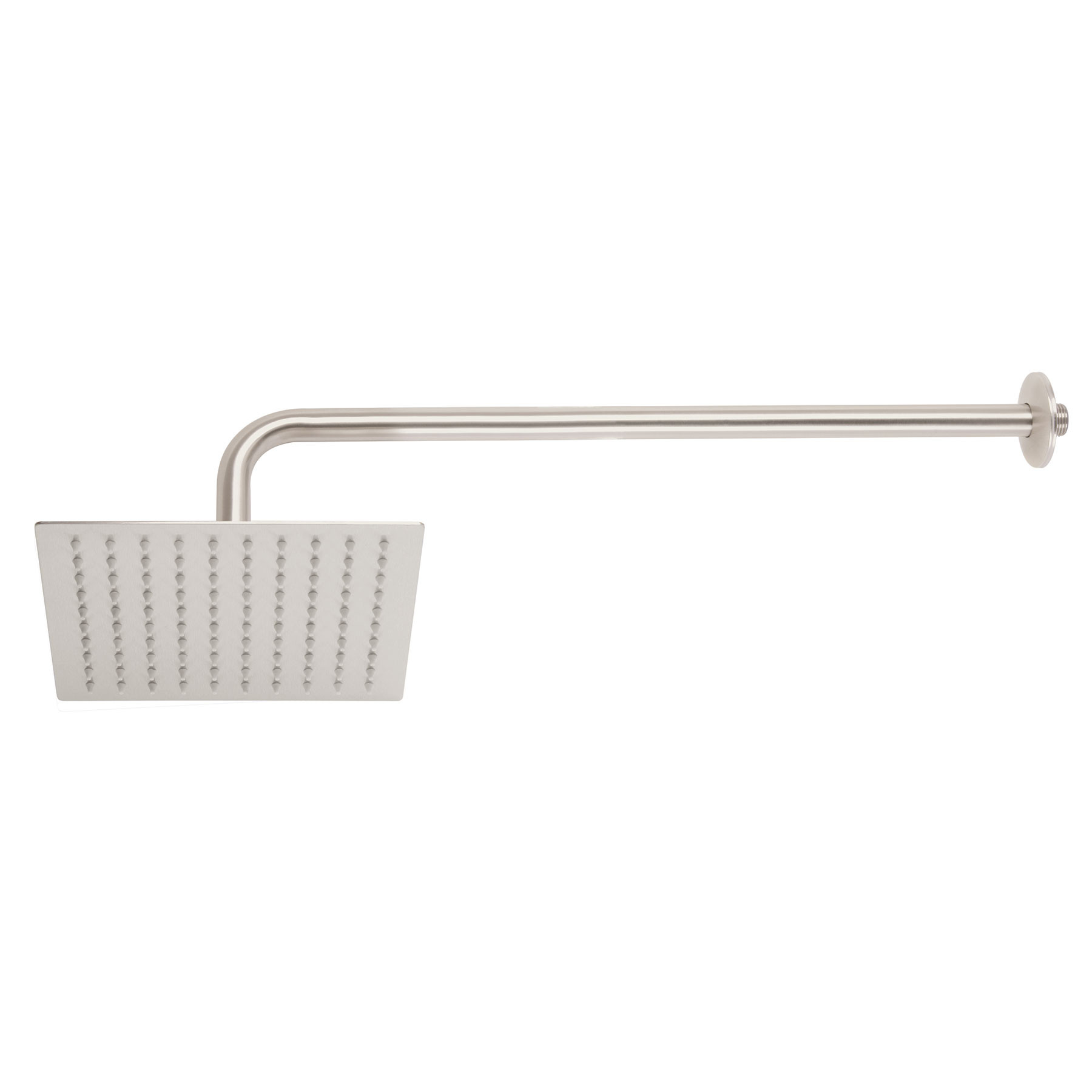 Regadera plato cuadrado 8" con brazo, satín, FOSET RIVIERA