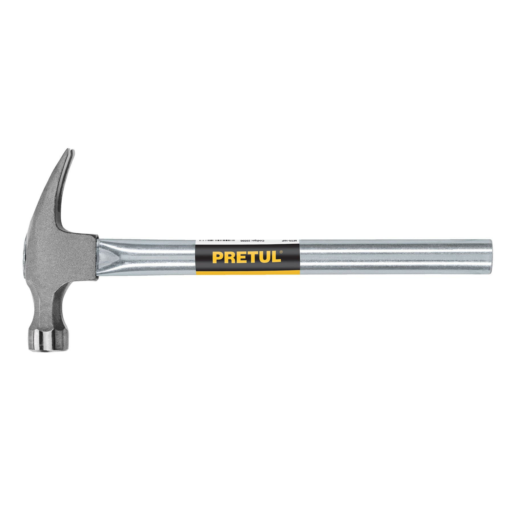 Martillo uña recta 16 oz, mango tubular, PRETUL