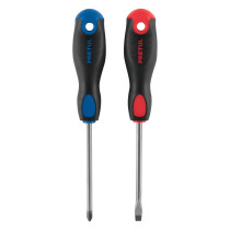 Dúo de desarmadores 1/4" x 4" mango Comfort Grip, PRETUL