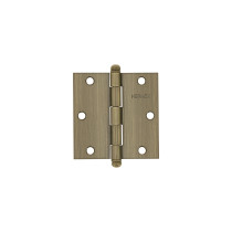 Bisagra cuadrada 3-1/2", latón antiguo, cabeza redonda