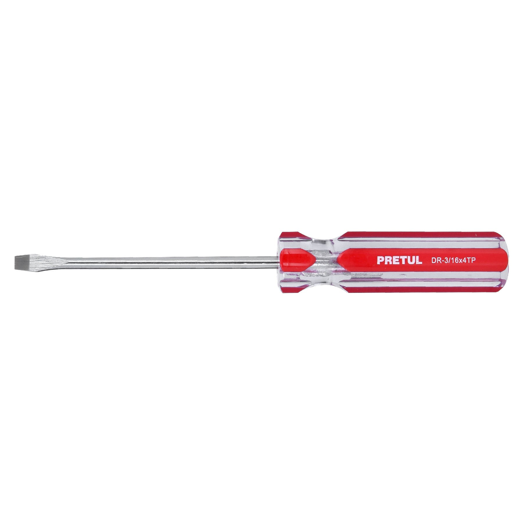 Desarmador plano 3/16 x 4" mango de PVC, PRETUL