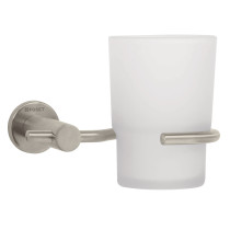 Portavaso cepillero satín con vaso de vidrio, FOSET ELEMENT