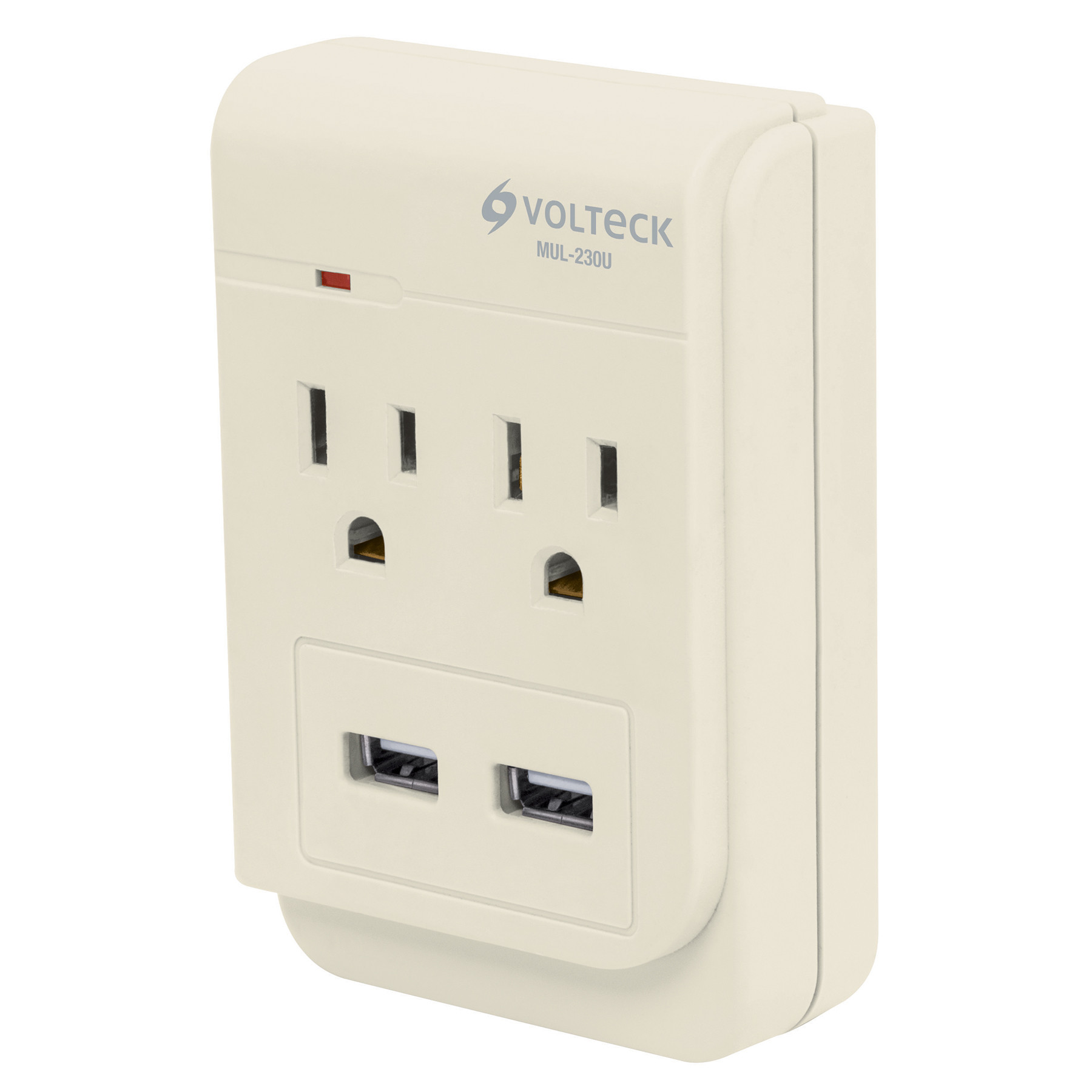 Multicontacto, 2 entradas y 2 entradas USB, 2 polos + tierra