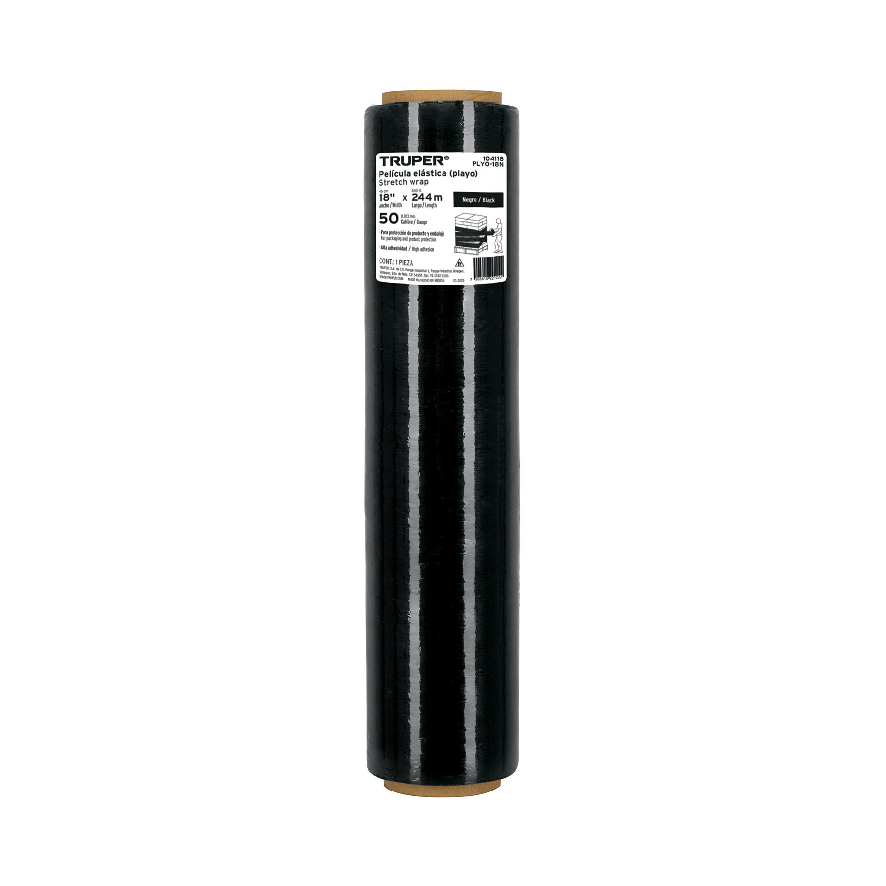 Rollo de 244m película plástica negra playo, 18", cal 50