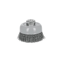 Carda copa 3" alambre ondulado fino, Multi-rosca, TRUPER