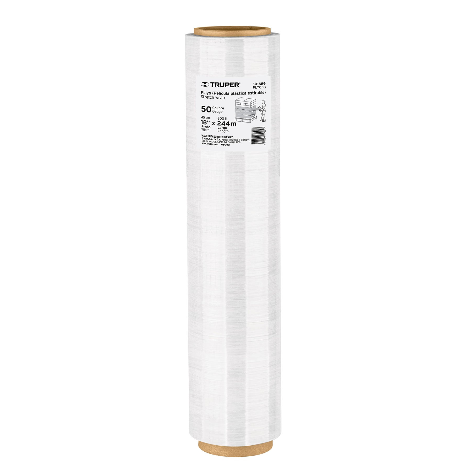 Rollo de 244m película plástica transparente playo 18" cal50