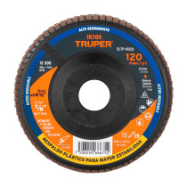 Disco laminado 4-1/2" grano 120 centro 7/8", plástico,TRUPER