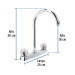 Mezcladora 8" fregadero cromo, cuello curvo, acrílico, BASIC