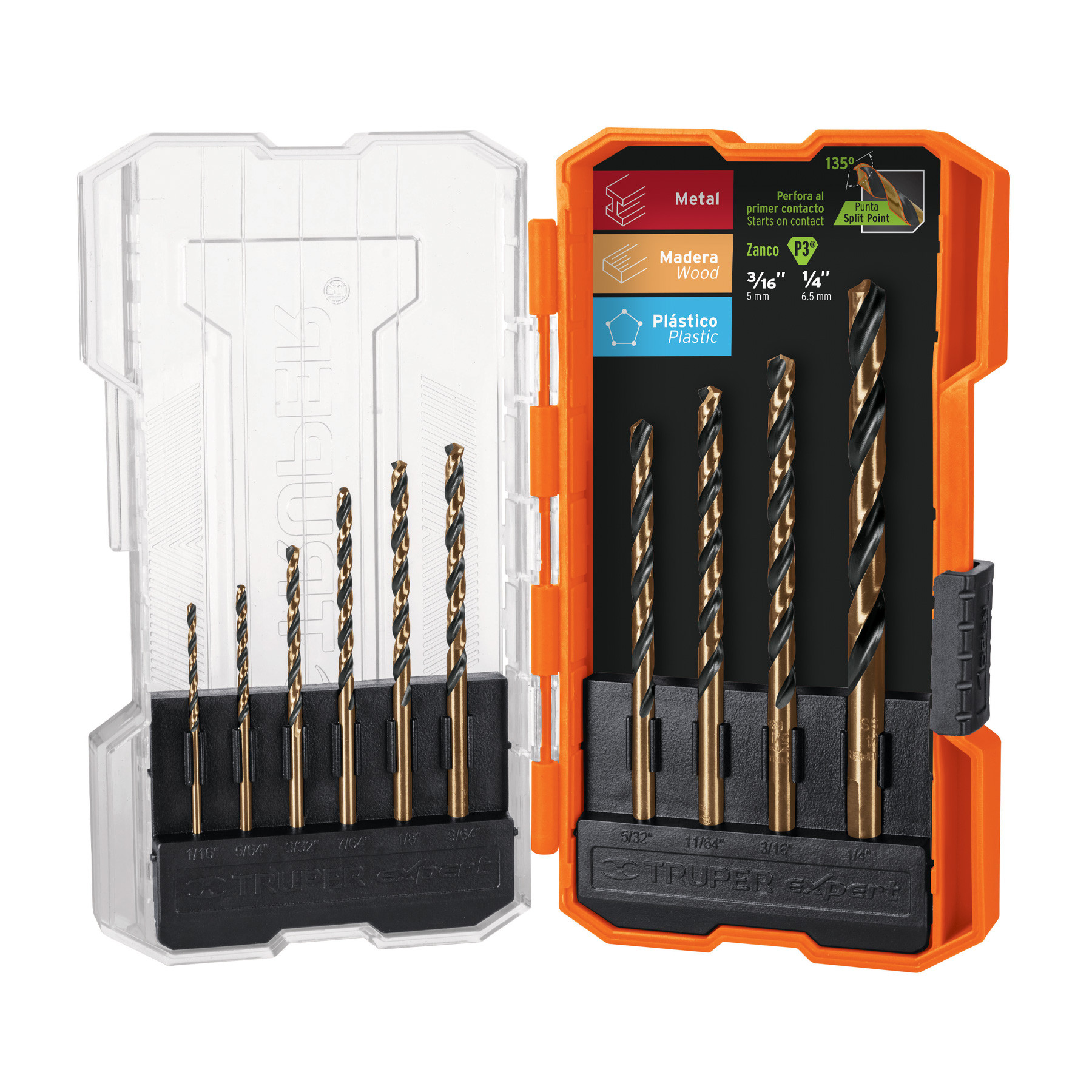 Juego de 10 brocas HSS para metal en estuche, TRUPER EXPERT