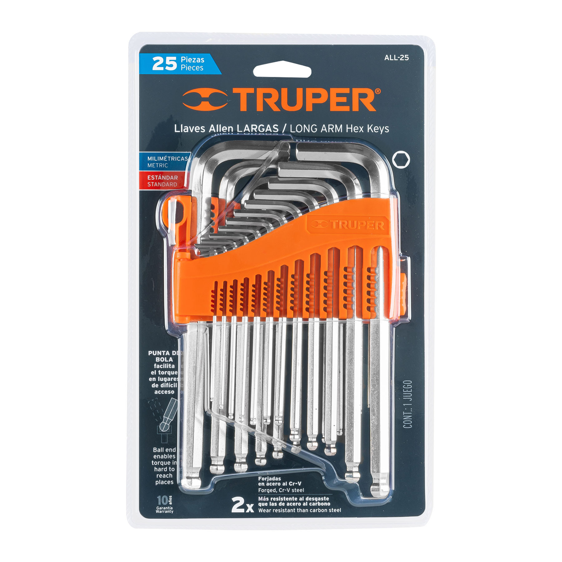 PB SWISS TOOLS - Juego De Llaves Hexagonales PB 212.H-10 RB | 100% Fabricado En Suiza | Juego De Llaves Hexagonales De 9 Piezas De 1,5 A 10 Mm Para Trabajos De