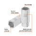 Dado largo de 1-1/8", 6 puntas, cuadro 3/4", TRUPER