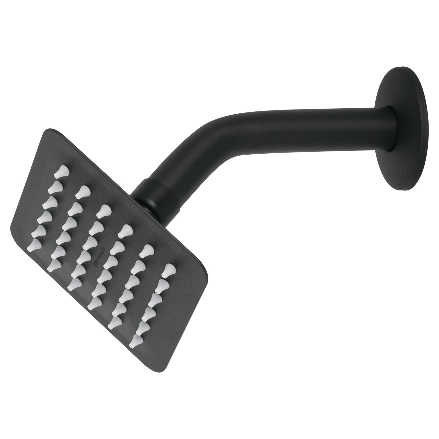 Regadera cuadrada 4", acero inox, con brazo, negro, TÚBIG