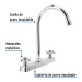 Mezcladora 8" fregadero cromo, cuello curvo, cruceta, BASIC