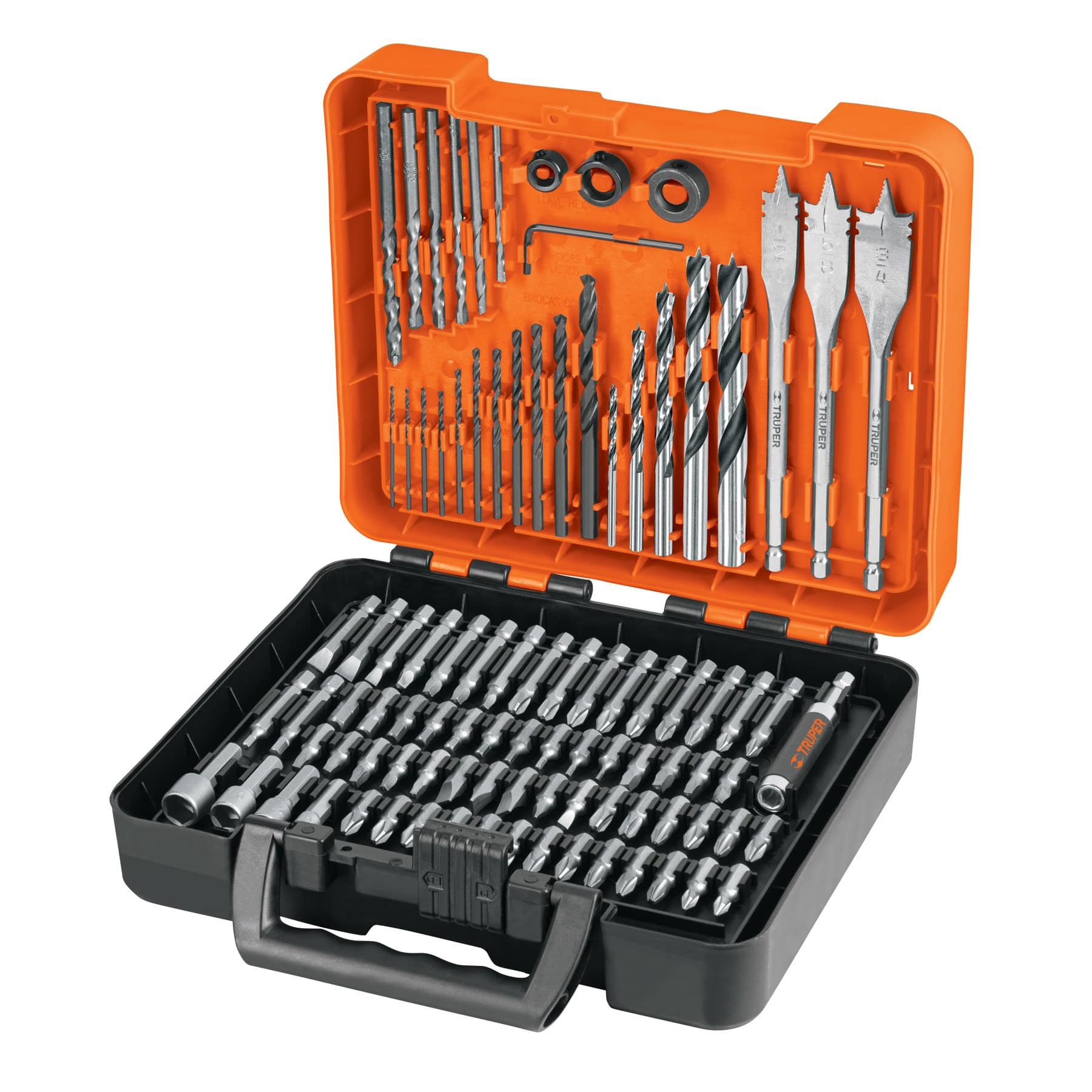 Juego de 100 brocas y puntas en estuche plástico, TRUPER