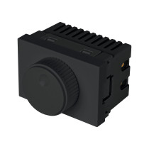 Dimmer giratorio negro de 1.5 módulos, línea Lisboa, VOLTECK