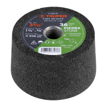 Copa desbaste de piedra 3-5/32" grano 36, eje 5/8-11, TRUPER