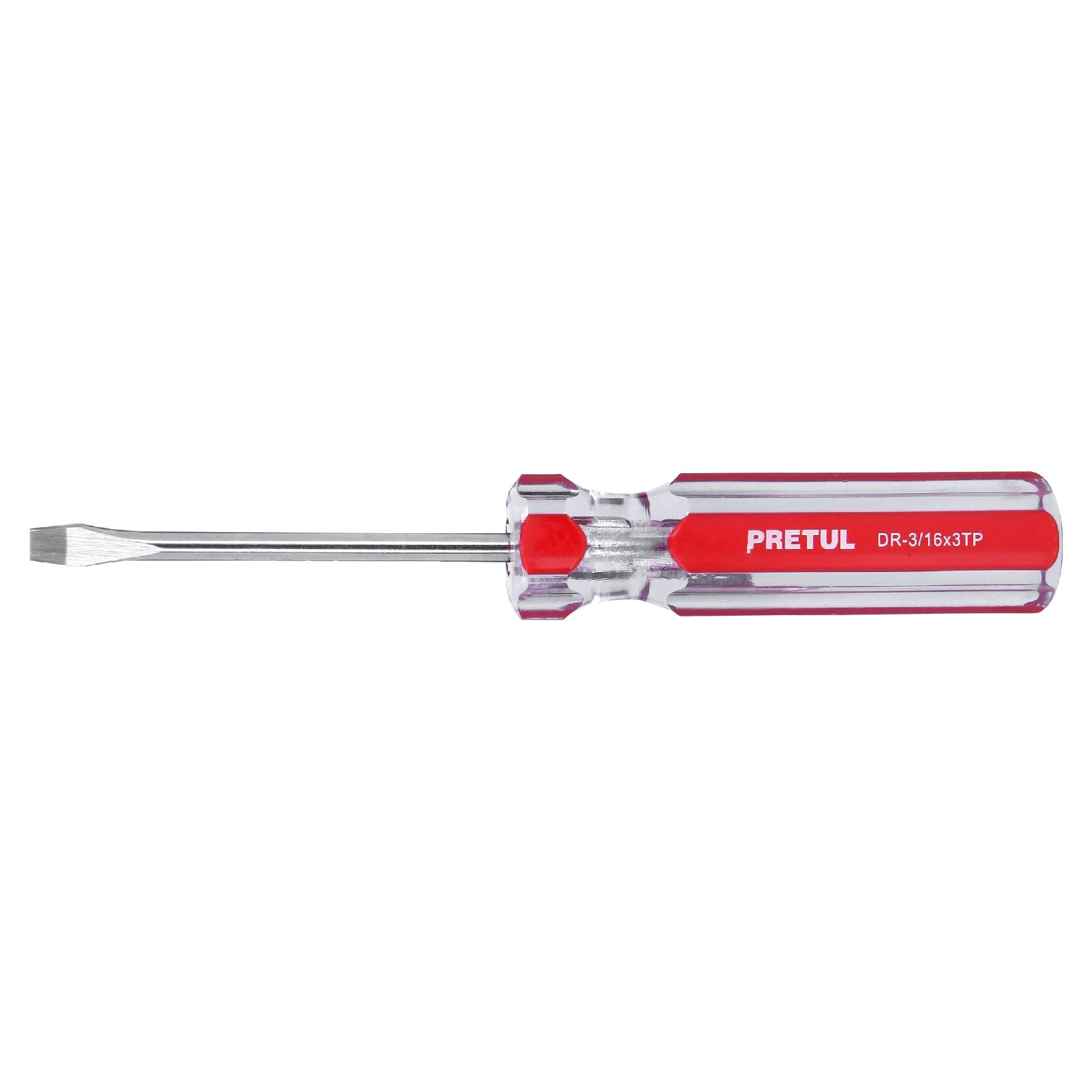 Desarmador plano 3/16 x 3" mango de PVC, PRETUL