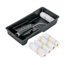 Kit de rodillo para pintar, 4" (maneral, charola y 5 felpas)