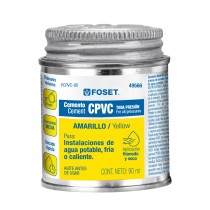 Cemento p/CPVC, amarillo, toda presión, lata 90ml, FOSET