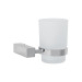 Portavaso cepillero con vaso de vidrio, cromo, FOSET KUBO