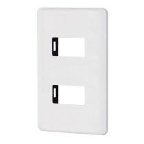 Placa 2 módulos de ABS, blanca, VOLTECK BASIC