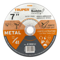 Disco abrasivo de corte preciso metal 7" x 2 mm, TRUPER