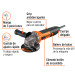 Esmeriladora angular 4-1/2", 750W, TRUPER ERGO PRO