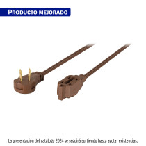 Extensión eléctrica doméstica 4 m clavija plana, café