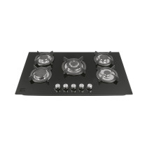 Parrilla gas empotrable 90cm, 5 quem, vidrio negro, RIVIERA