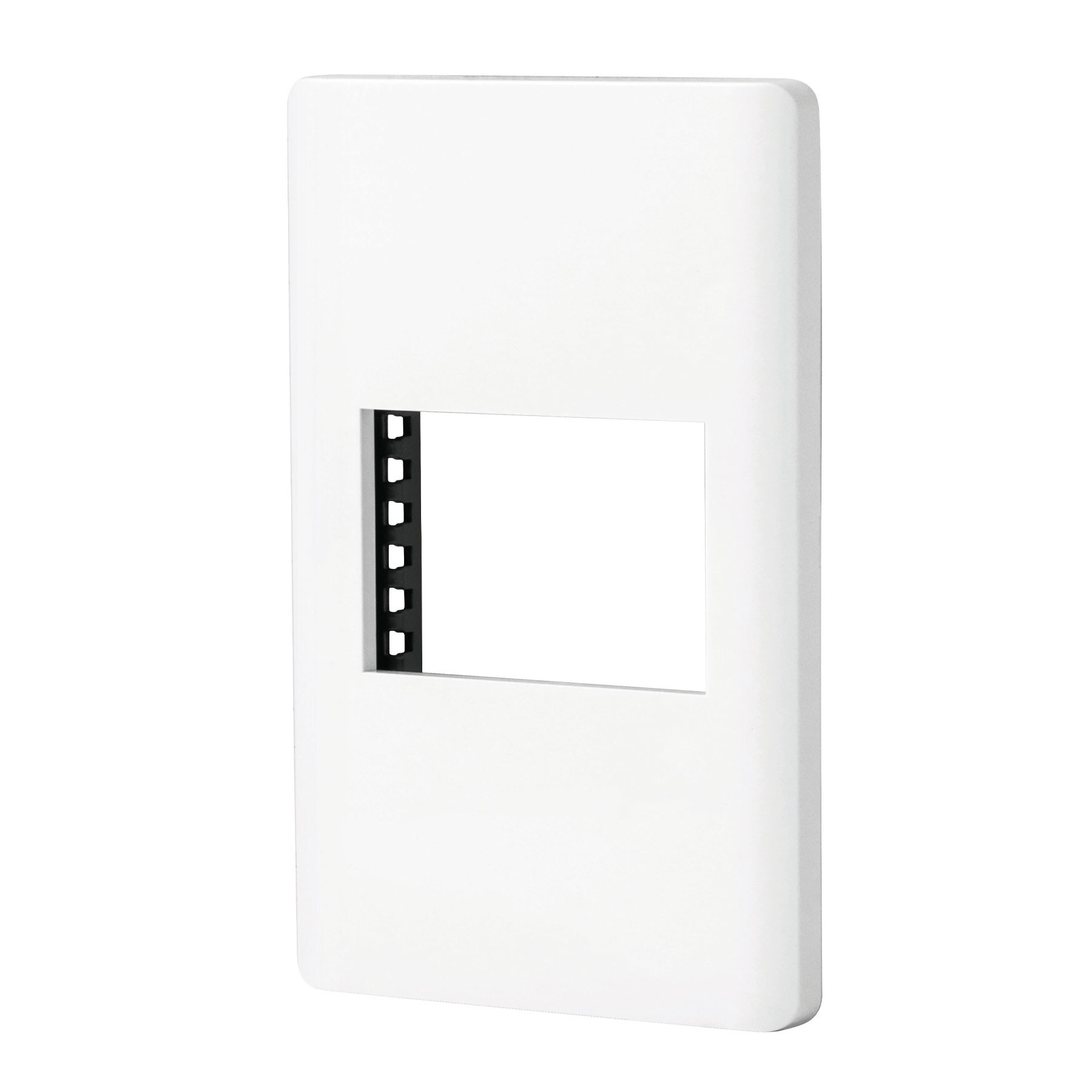 Placa blanca de 1 ventana 1.5 módulos, línea Lisboa, VOLTECK