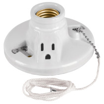 Portalámpara de porcelana, con ladrón y cadena, VOLTECK