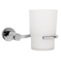 Portavaso cepillero cromo con vaso de vidrio, FOSET ELEMENT