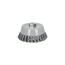 Carda copa 5" alambre trenzado grueso, Multi-rosca, TRUPER