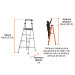 Escalerilla tubular plegable, 4 peldaños, aluminio, TRUPER