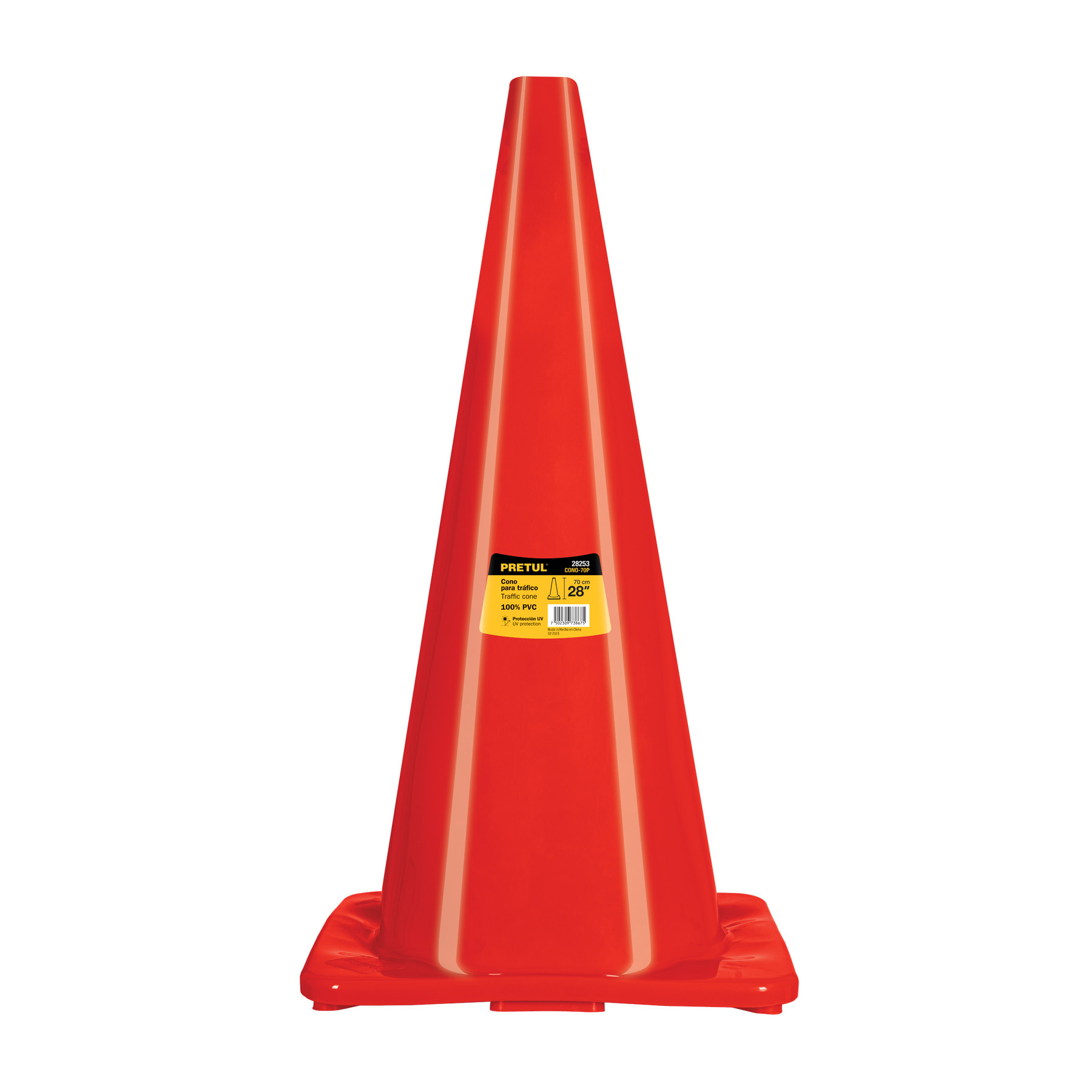 Cono de precaución de 70 cm de PVC, PRETUL