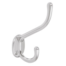 Gancho doble largo y corto tipo perchero, 11 cm, cromo mate