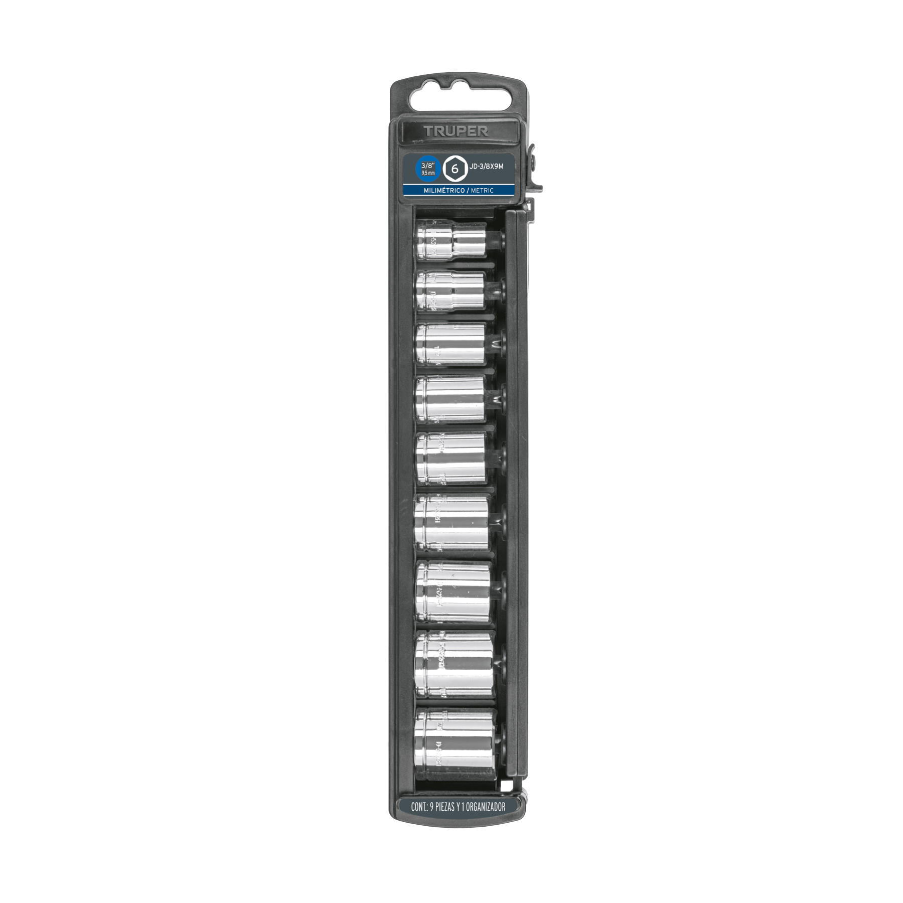 Juego de 9 dados cuadro 3/8" mm, TRUPER