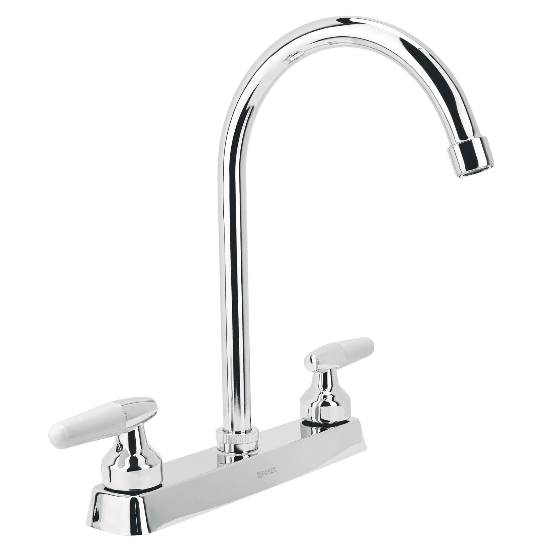 Mezcladora 8" fregadero cromo, cuello curvo, cono, BASIC